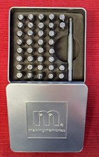 Making Memories STAMPING DIE SET Alphabet Numbers Magnetic Handle Metal Tin