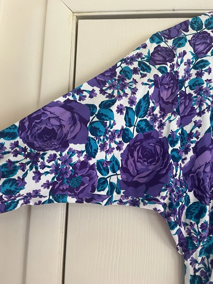 Винтажный 80-х Весенний сад вечеринки собранными в Рюш юбка Bloomcore авангард миди платье S - Изображение 4 из 4