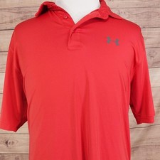 Under Armour Polo Shirt Mens XL Red HeatGear Loose Fit Golf Performance Stretch