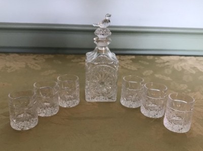 Hofbauer Rare Byrdes Crystal Whiskey Set - Mini Decanter & 6 Shot Glasses