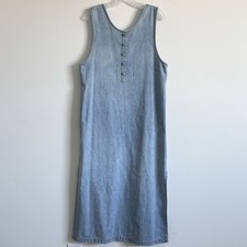 VTG Denim Jumper Dress Women M Country Cottage Teacher Modest Overall