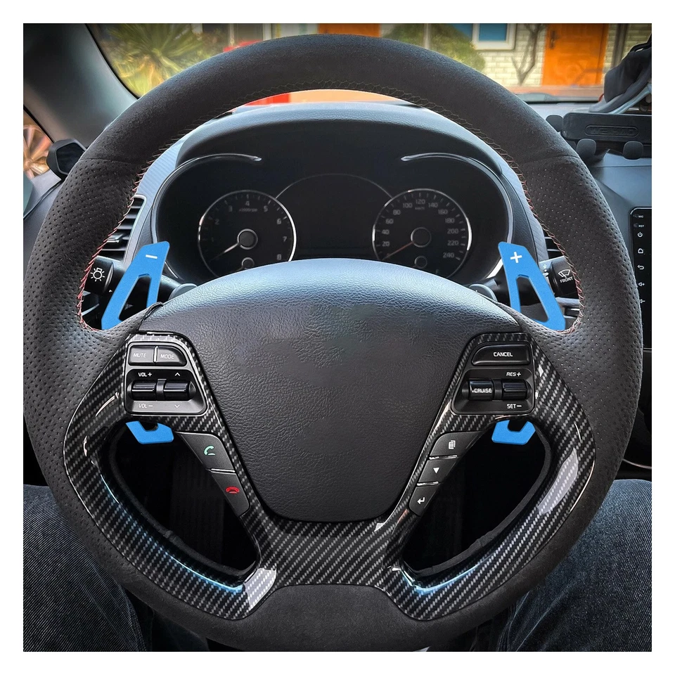 Extensión de palanca de cambios de volante para Kia Forte Cadenza aluminio azul Foto 3 de 4