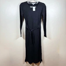 BB Dakota by Steve Madden L/S Knit Midi Maternity Dress XS Black Tie Waist NWT