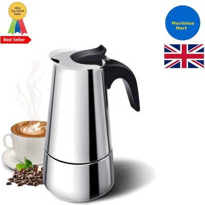 Quick-Brew 6 Tassen Edelstahl Espressokocher mit auslaufsicherem Ausgießer