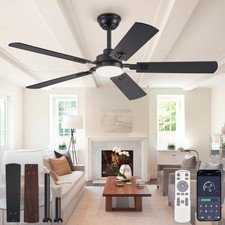 52" Ceiling Fans with Lights, Black Modern Ceiling Fan with Remote, Farmhouse...