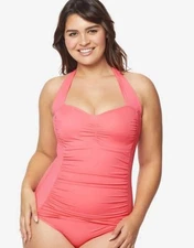 NEW Orig$139 Ruby Ribbon CORAL Riviera One Piece Swim Bathing Suit size 8 NWT
