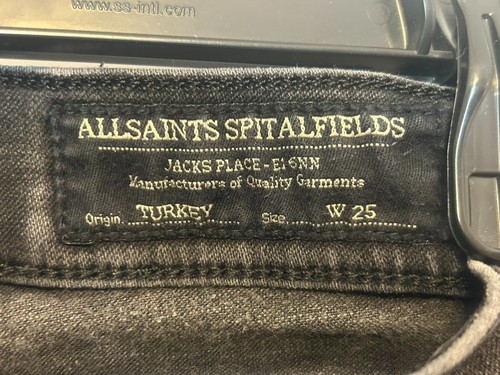 SEXY! AllSaints Spitalfields ~ Black Cotton Low Rise Skinny Fit Jeans ~ Sz. 25 - Picture 5 of 8