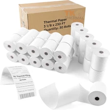 (30 Rolls) 3 1/8" X 230' Thermal Paper, POS Receipt Paper for Retail Business Ca