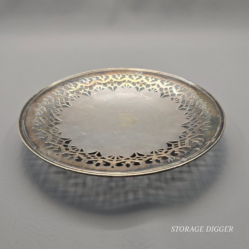 Vintage Decorative Silver Plated Serving Round Tray Platter with Lace Cutouts - Picture 2 of 8