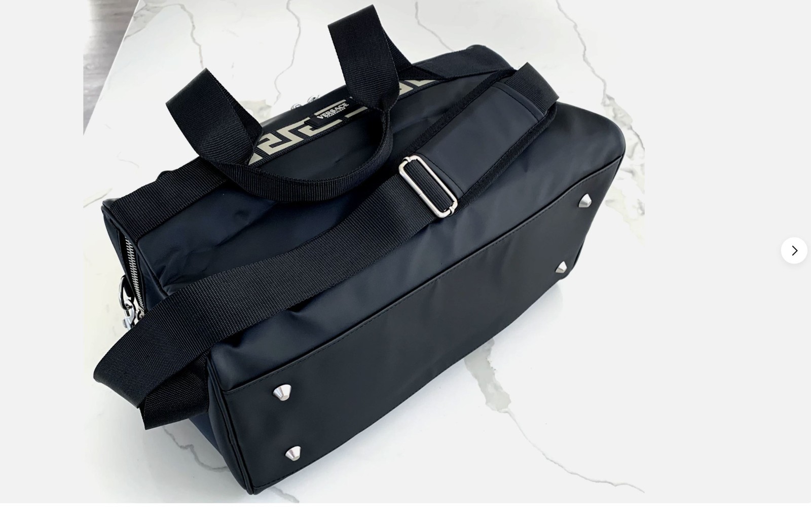 Versace Fragrances Black Duffle with Silver Tone Zipper Travel Overnight Bag New