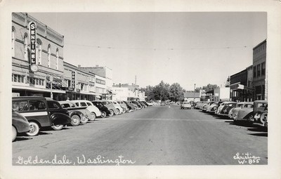RPPC Goldendale Washington WA Main Street Downtown Photo Vtg Postcard 5A