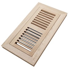 Oak Floor Register 4x10" Duct - Flush Mount Wood Floor Vent w/ Metal Damper