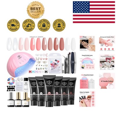 Complete DIY Nail Art Set: 6 Shades Polygel with 48W Curing Lamp & Accessories
