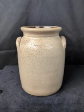 Antique Burger & Lang Stoneware Salt Glazed 9.5" Tall Crock 1870's Rochester NY