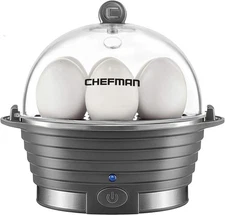 Chefman Electric Egg Cooker Boiler, Rapid Egg-Maker & Poacher, Food & Gray 