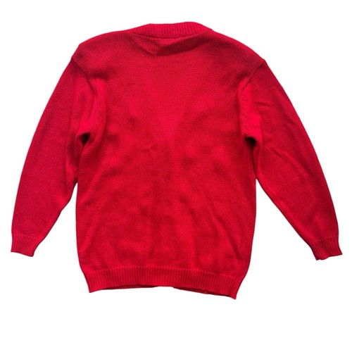 Seiberts Womens M Red Floral Beaded Sequin Knit Vintage Grandma Sweater Cardigan - Picture 2 of 23