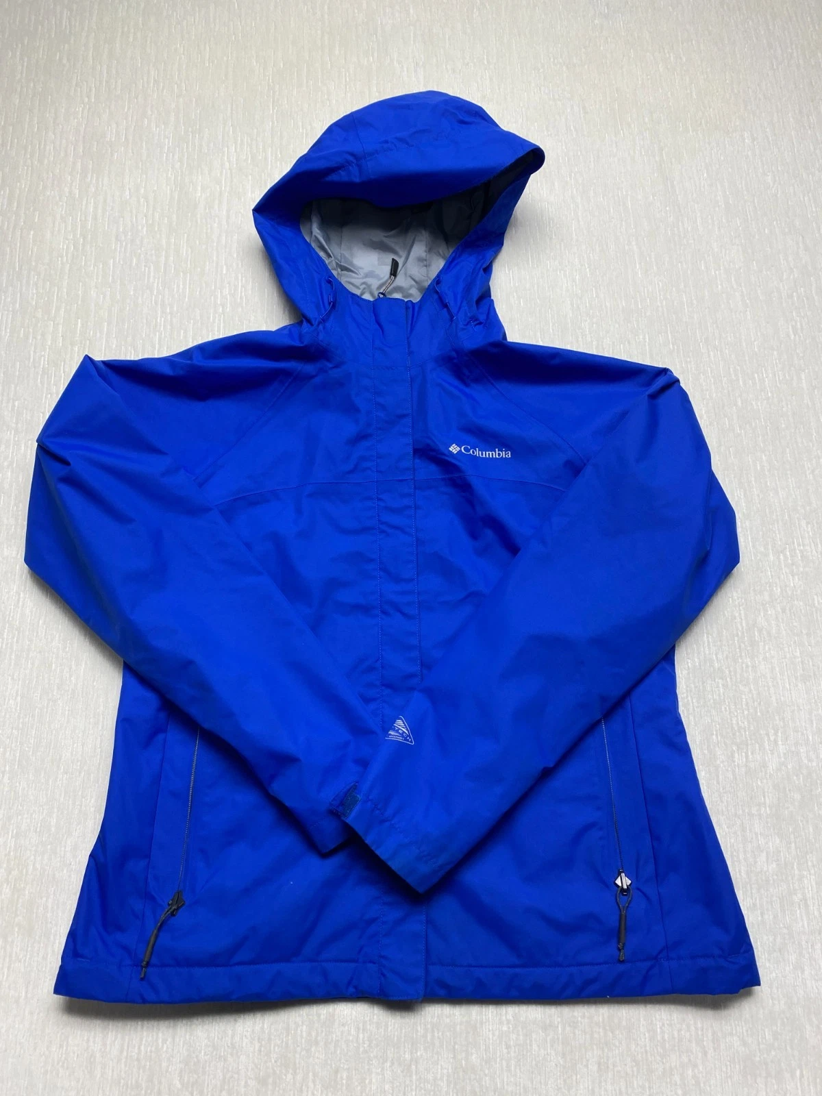 Columbia Arcadia II Omni-Tech Rain Jacket Women Medium Bright Blue Hooded Zip Up