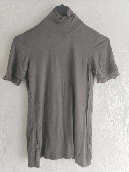 Women Armani Collezioni Turtleneck Grey Silk S
