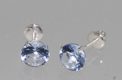 Birthstone earrings pink alexandrite June 925 silver screwback cz lavender round - Picture 2 of 8