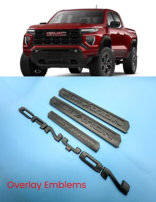 OVERLAY 4PCS Matte Black Door Rear Elevation Canyon Emblem Fit 2023+ Canyon 4x4