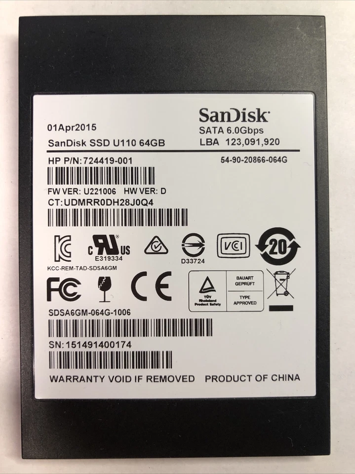 SanDisk U110 64GB SATA 6Gbps 2.5-inch Internal SSD SDSA6GM-064G-1122 - Image 2 of 2