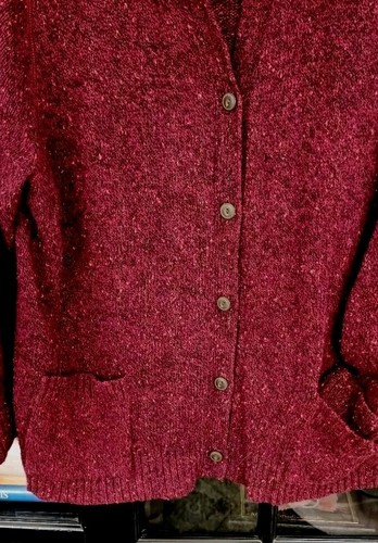 Woolwich Womens 2XL Maroon Confetti Fleck Button Cardigan W/ Pockets - 第 5/7 張圖片