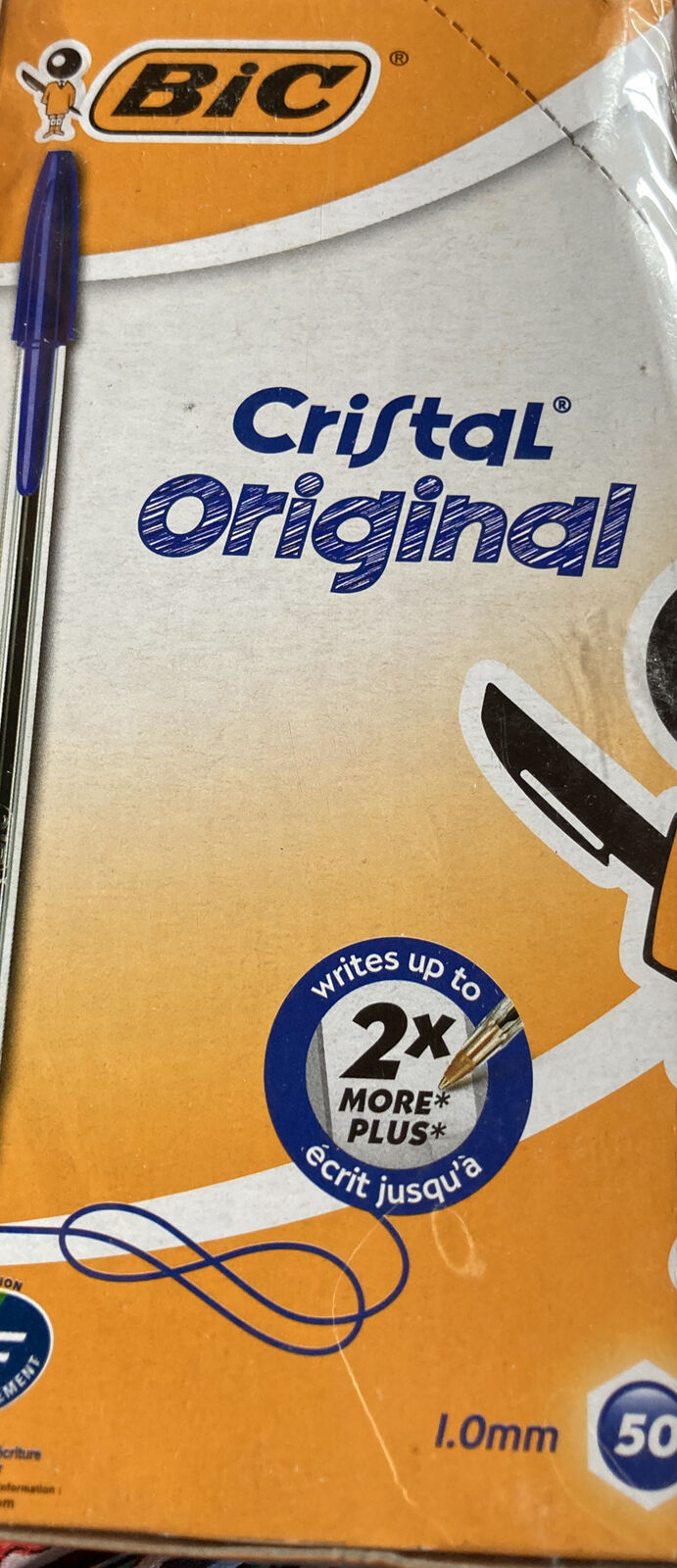 Moreel onderwijs Opschudding Gespecificeerd BiC Cristal Original 1.0 mm Ball Pen Pack of 50 | eBay