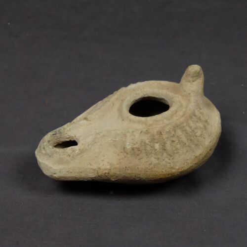 Ancienne lampe à huile romaine poterie 200 - 600 Empire argile teracotta antique - Photo 1 sur 5
