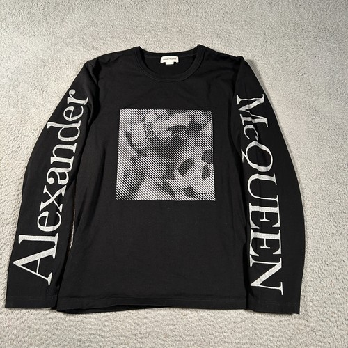 Alexander McQueen Skull Spellout Shirt Men's Small Black Long Sleeve Italy