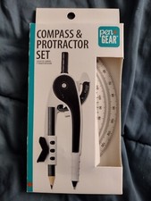Pen Gear Compass Protractor Set 12 Circles Measures Inches Centimeters new