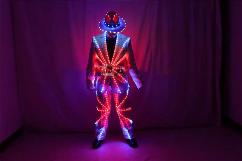CPROSP 2-delige led-bretels voor heren, met vlinderdas, rood, led-bretels, oplichtend, verstelbaar, 3 modi voor muziekfestival, Halloween-kostuumfeest, kerstcadeaus, rave-party