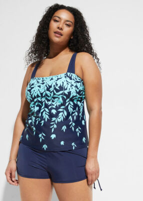 Freemans Aqua/Navy Blue Floral Tankini Set   (FJ26-15)