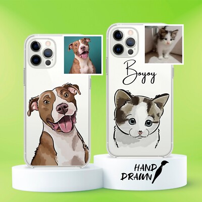 Custom Hand Drawn Watercolor Pet Phone Case fit for iPhone, Samsung, Xiaomi