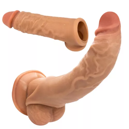2PCS Cock-Girth-Enlarger-Enhancer-Penis-Extension-Extender Sheath-Dick-Sleeve - Picture 7 of 12