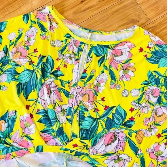 Free People yellow floral flower pink beach cotta… - image 12