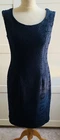 Adrianna Papell Dress Navy Blue Sleeveless Crochet Look Size UK 10