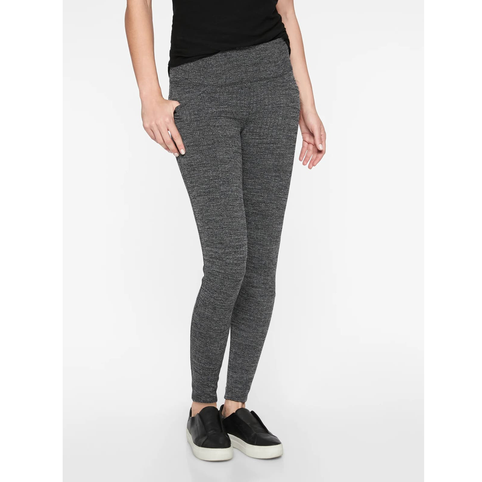 Athleta Herringbone Metro High Waisted Leggings Black… Gem