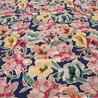 Pottery Barn Teen  TWIN Blue Pink Floral  Duvet Cover Reversible Stripes Spring