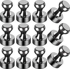 12Pcs Black Fridge Magnets, Small and Strong Magnets for Whiteboard, Office, Cla