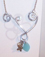 Sea Glass Starfish Necklace-Aluminum Handcrafted in North Carolina-New