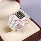 natürlich Rauchige Quarz Edelstein mit 18K weiß Gold Plattiertes Silber herren