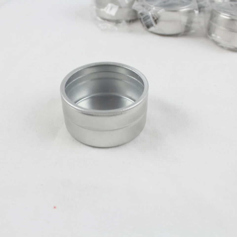 10 latas redondas de metal plateado mate como nuevo boda novia ducha favores con tapa Foto 3 de 3
