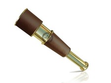Vintage Brass Marine Handheld Spyglass Brass Telescope Binoculars Brown Lather 8