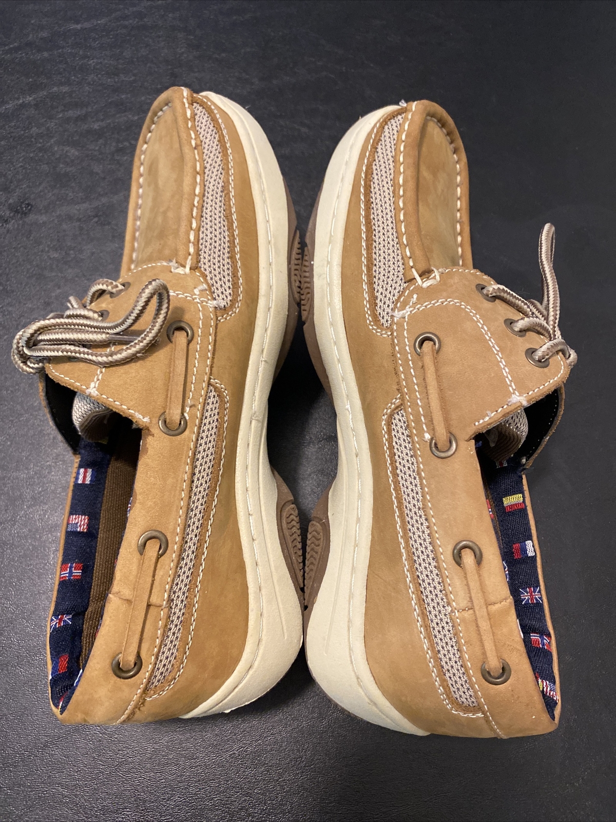 Reel Legends Men's Boat Shoe Catamaran Leather Tan Boat Sz 7.5m Slip On