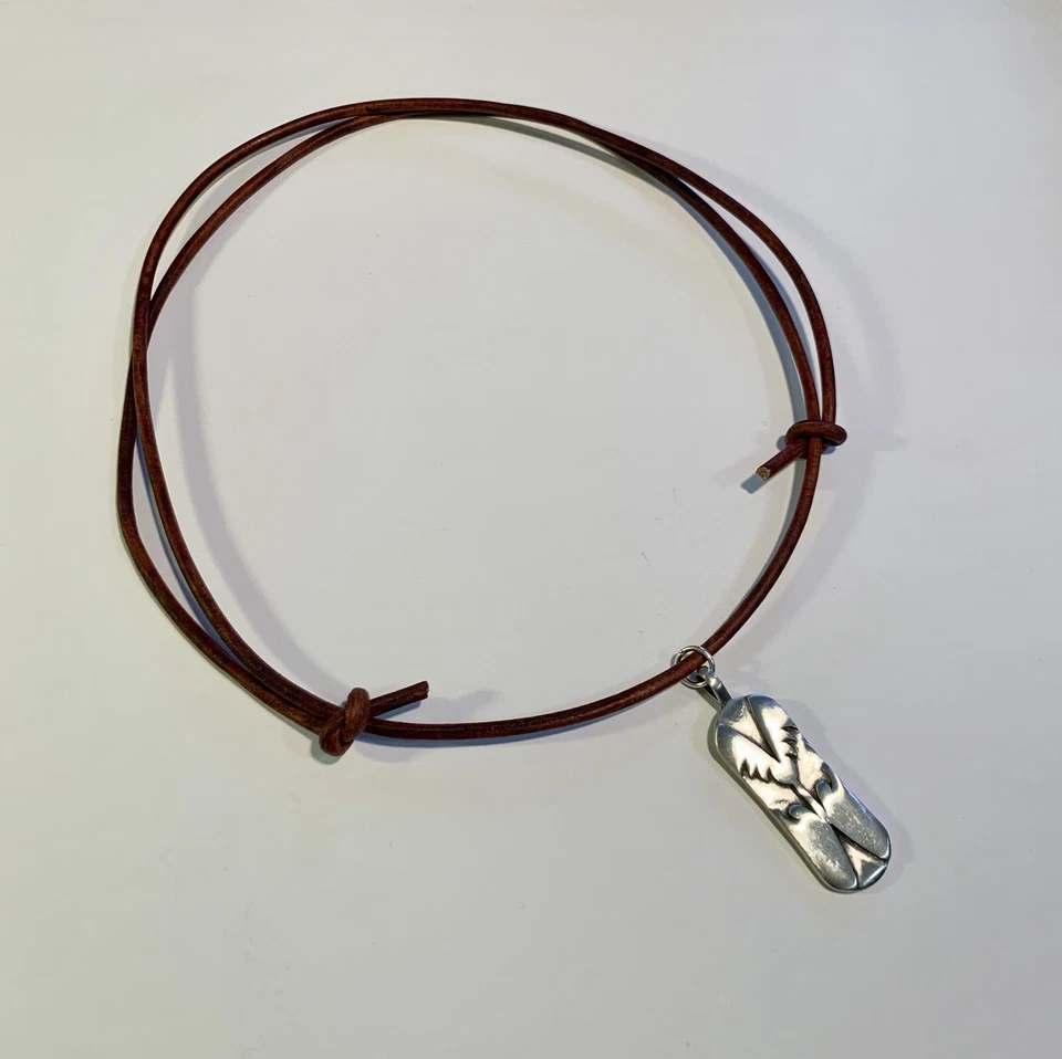 Leather Necklace with Urban Dog Tag | Street Style Pendant | Ride the Street - Image 2 of 2