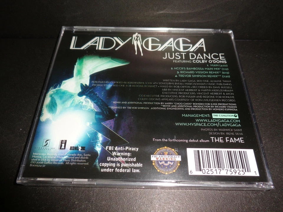 JUST DANCE by LADY GAGA featuring COLBY O'DONIS-Rare New Single CD w/ mixes--CD - Image 2 of 4