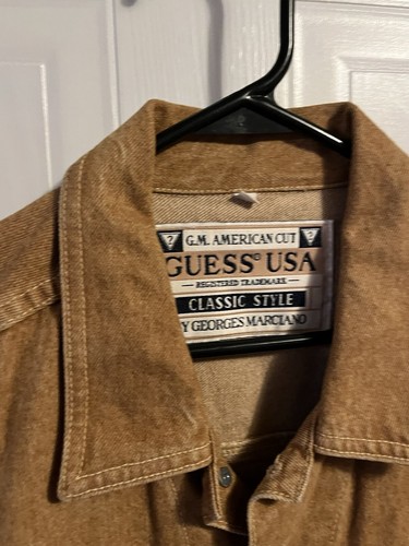 VTG 80's 90's Guess by Georges MarcianoTAN/BROW Denim Jacket Western Size XL - Picture 12 of 24