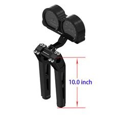 10" Black Handlebar Risers with Gauge Bracket for Harley 15-23 FLTR FLTRU FLTRXS