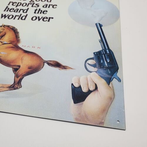 Colt's Revolvers Embossed Tin Sign Handgun Firearms Mustang Hartford CT Made USA - Picture 2 of 10