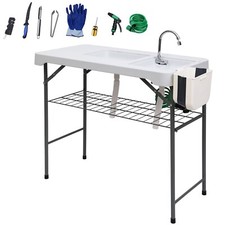 Fish Cleaning Table, Fish Cleaning Table with Sink 42.5'' Camping Table w/Faucet